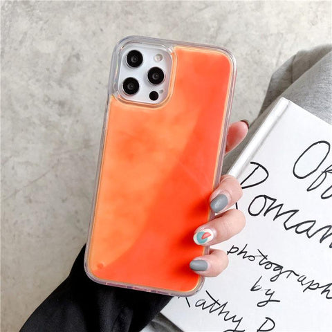 Image of Quicksand Luminous Phone Case For iPhone 12 11 12 Pro Max XR XS Max X 7 8 Plus 12 Mini 12Pro 12 11 Glitter Neon Sand Back Cover