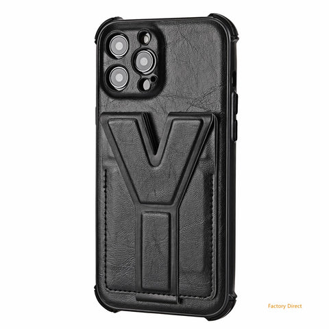 Image of iPhone 13 12 Mini 11 Pro Max Casing Luxury Shockproof  Leather phone case with stand holder and card slot wallet back cover For apple X XR XS Max SE 2020 with magnetic plate
