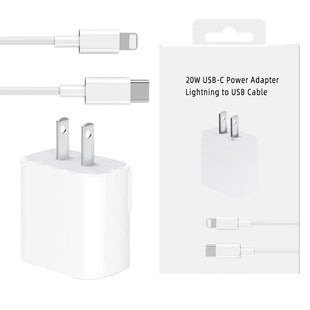 Image of 20W USB-C / Type-C + USB Ports Charger with 100W Type-C to Type-C Fast Charging Cable  UK Plug  EU Plug US Plug
