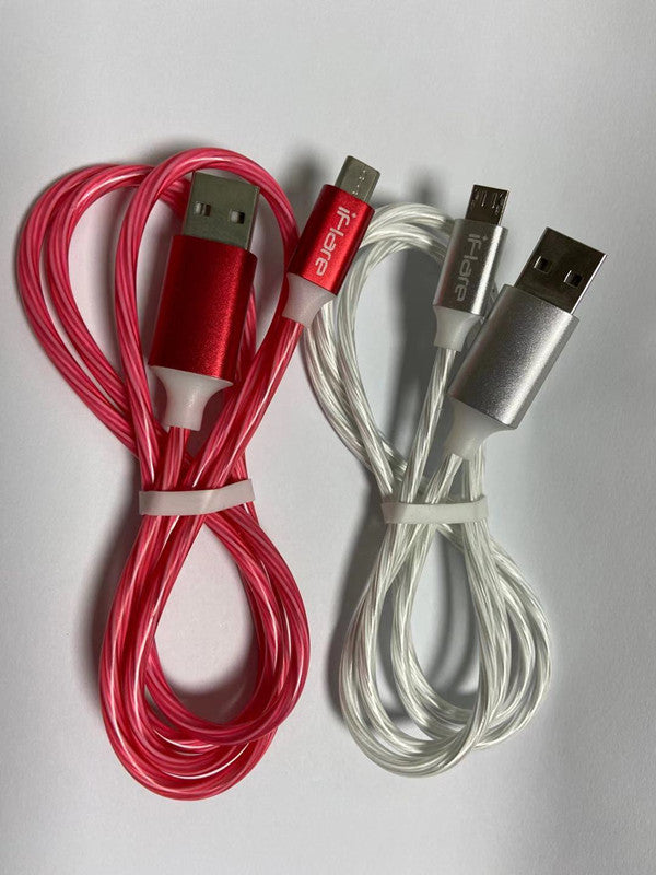 Flow LED light durable usb charger cable for smart phones