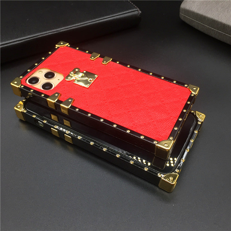 Samsung S Sery Luxury Grid Lambskin Square Cover PU Leather Case