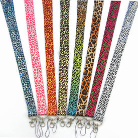 Fashion Classic Leopard Lanyards for ID Holders Work Pass Card Cellphone Name Badges Neck Strap with Keyring