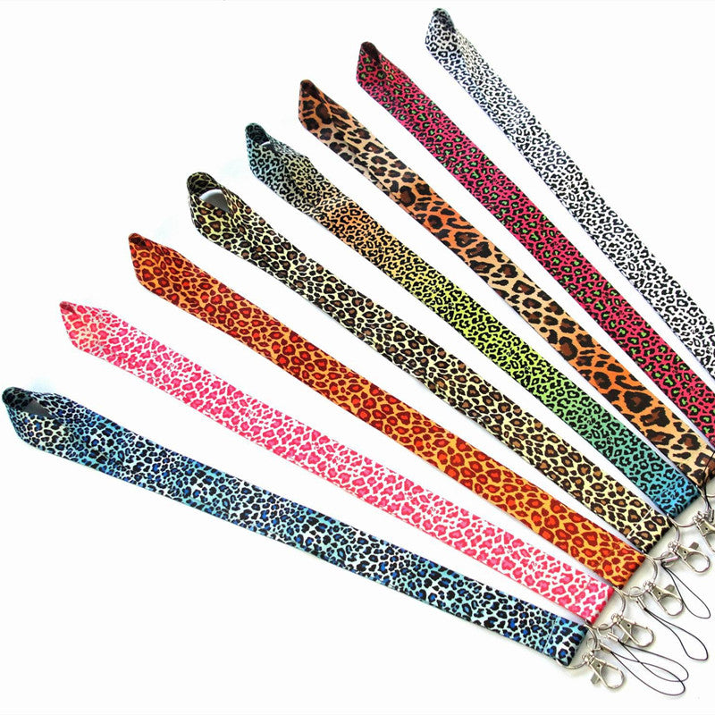 Fashion Classic Leopard Lanyards for ID Holders Work Pass Card Cellphone Name Badges Neck Strap with Keyring