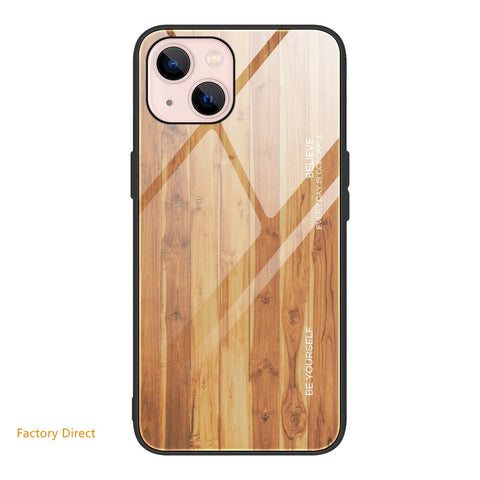 Image of Wood grain tempered glass case for iPhone models