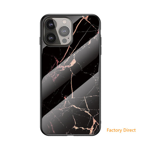 Image of Marble design glass back cover case for iPhone 13 12 11 latest apple phone models