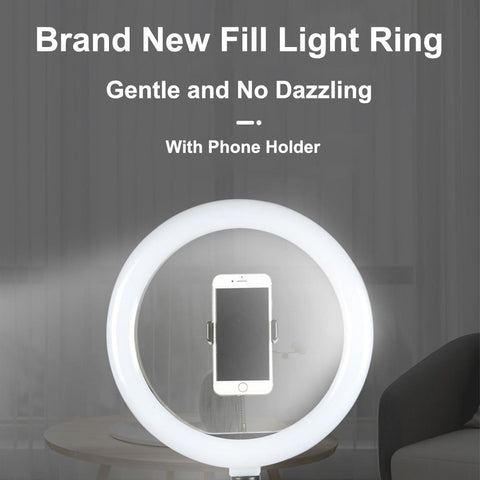 Image of 10 Inch LED Ring Light Dimmable Selfie Lamp with Tripod Photography Camera Phone Light for Makeup Video Live
