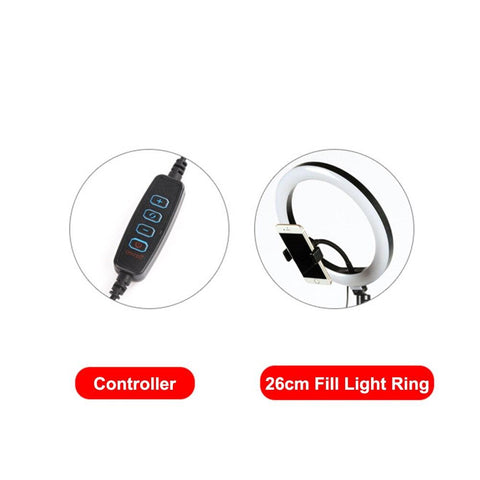 Image of 10 Inch LED Ring Light Dimmable Selfie Lamp with Tripod Photography Camera Phone Light for Makeup Video Live