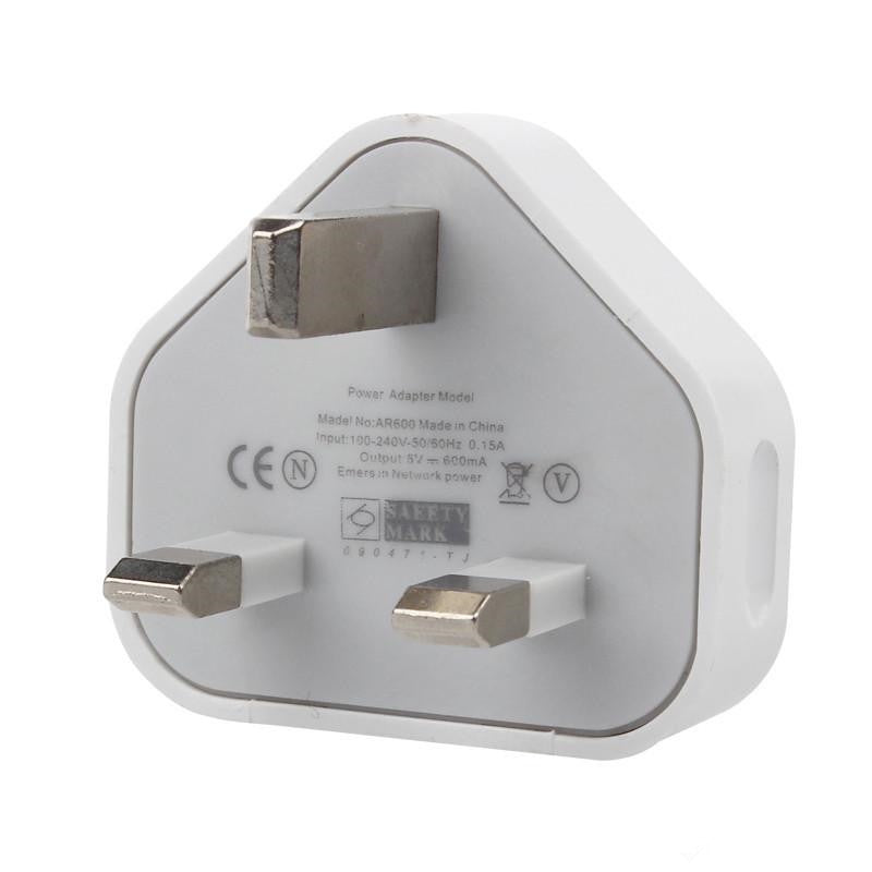 UK Plug Single USB Adapter Mains 3 Pin Plug USB Adaptor Wall Charger Travel Charging Cable 5V 1A For all mobile phones