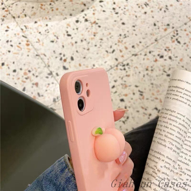 iPhone 12 pro max iphone 11 pro max iphone 13 pro max case Pinch Music Decompress Peach Liquid Silicone Cheap Phone Case For iphone x xr xs max iphone 6 7 8plus