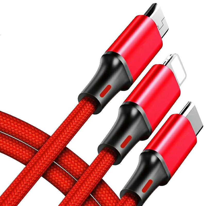3in1 High Speed Charging Cable Charger for iPhone Micro USB Android and Type C