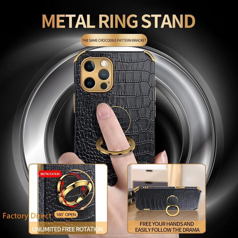 Samsung Galaxy J M A sery case Crocodile leather design cover with ring holder