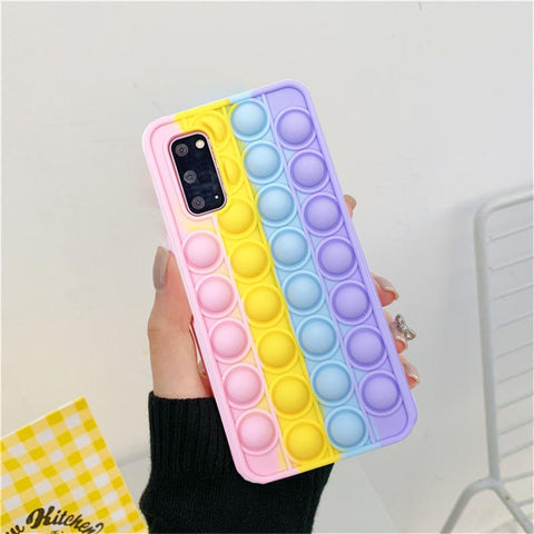 Image of Samsung phone galaxy s20 s21ultra plus push Pop Bubble Fidget Toys 3D Soft Case For note 20 J2 A 70 models with opp bag packaging