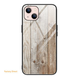 Wood grain tempered glass case for iPhone models