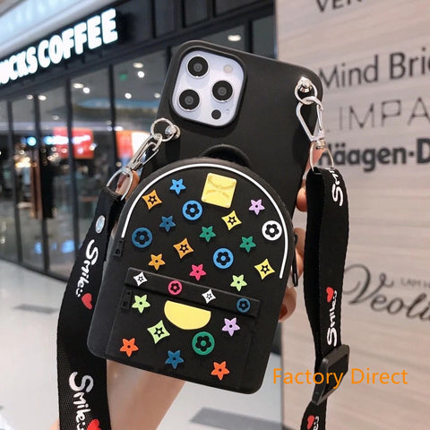 Image of Samsung S21 ultra S21 pro case S30 Galaxy S20 S10 S9 S8 PLUS hand bag case with card wallet change purchase key card bag with cross body strap back cover for kids outdoors