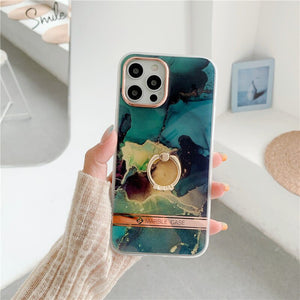 Finger Ring Holder Marble Phone Cases For iphone 12 Mini XS 11 Pro Max X XR SE 2020 7 8 Plus Case Silicone Soft TPU Back Cover