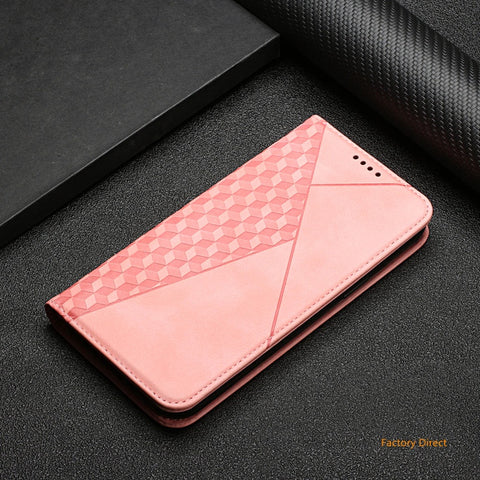 Image of Galaxy A02S A12 A13 A22 A21S A51 A71 Stylish Flip case Samsung A22 A32 A42 A52 A72 4G 5G Luxury Shockproof Grid pattern Leather flip cover with stand holder and card slot window hole wallet back cover