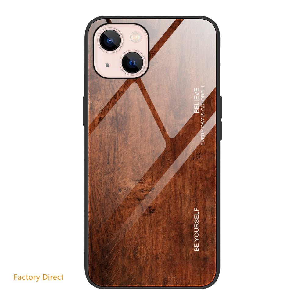 Samsung A2 Sery Wood grain design tempered glass phone case back cover