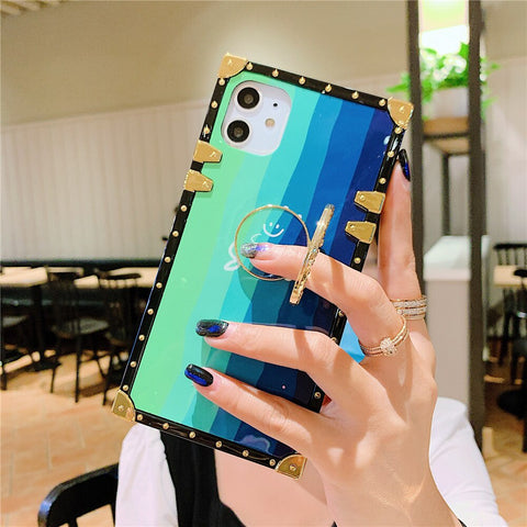 Image of Fashion Gradient Rainbow Square Cover For iPhone models