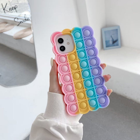 Image of Phone Case for Iphone 11 12 Pro Max Mini Xs Max Xr X 6 7 8 Plus Se 2020 Cute Cookies Relief Stress Toy Bubble Soft Cover