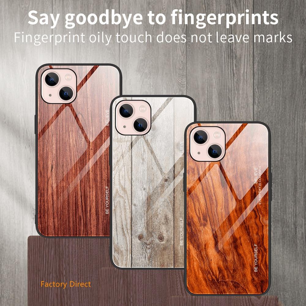 Samsung S Sery Wood grain design tempered glass phone case back cover