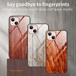 Samsung M J Sery Wood grain design tempered glass phone case