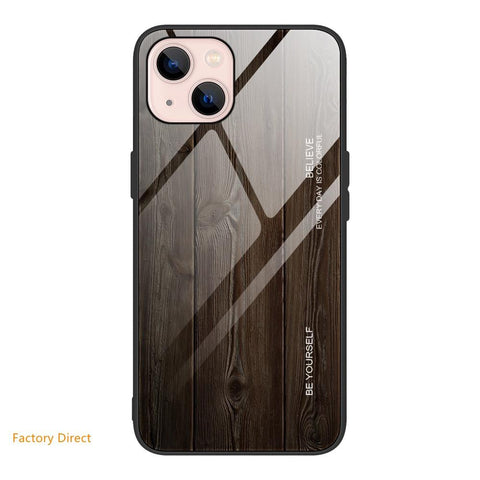 Image of Wood grain design tempered glass phone case back cover for ASUS