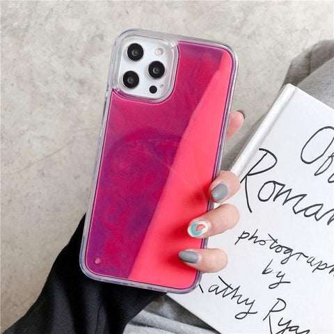 Image of Quicksand Luminous Phone Case For iPhone 12 11 12 Pro Max XR XS Max X 7 8 Plus 12 Mini 12Pro 12 11 Glitter Neon Sand Back Cover