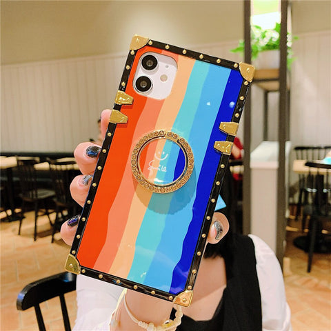 Image of Fashion Gradient Rainbow Square Cover For iPhone models