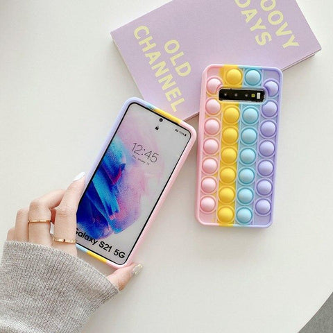 Image of Samsung phone galaxy s20 s21ultra plus push Pop Bubble Fidget Toys 3D Soft Case For note 20 J2 A 70 models with opp bag packaging