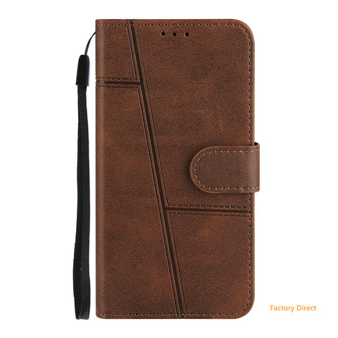 Image of Leather Flip case for iPhone 12 Pro Max 13 11 stylish cover shell with stand holder and card slot window hole wallet back cover For apple X XR XS Max 78 plus SE 2020 with magnetic plate