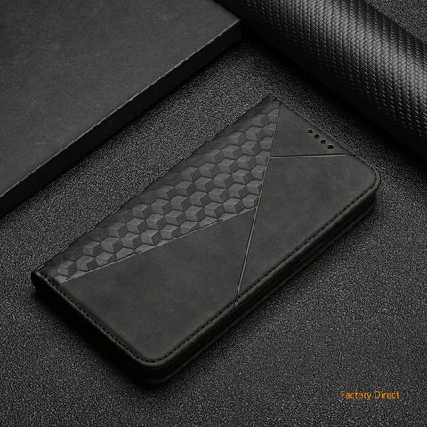 Image of Galaxy A02S A12 A13 A22 A21S A51 A71 Stylish Flip case Samsung A22 A32 A42 A52 A72 4G 5G Luxury Shockproof Grid pattern Leather flip cover with stand holder and card slot window hole wallet back cover