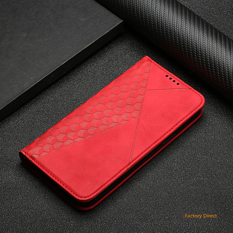 Image of Galaxy A02S A12 A13 A22 A21S A51 A71 Stylish Flip case Samsung A22 A32 A42 A52 A72 4G 5G Luxury Shockproof Grid pattern Leather flip cover with stand holder and card slot window hole wallet back cover