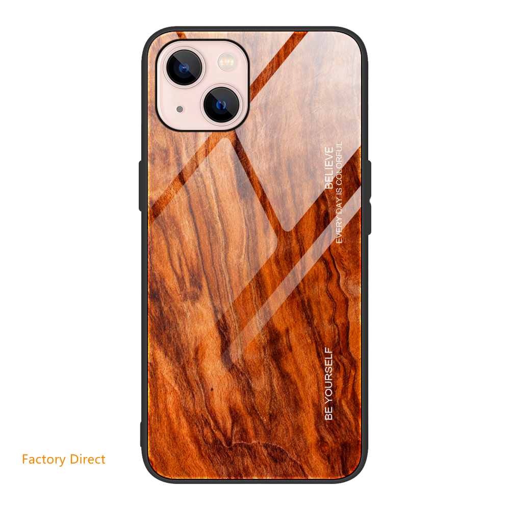 Samsung A1 Sery Wood grain design tempered glass phone case