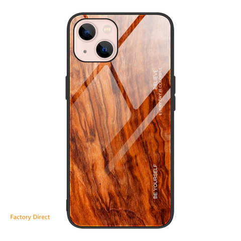 Image of Wood grain design tempered glass phone case back cover for ASUS