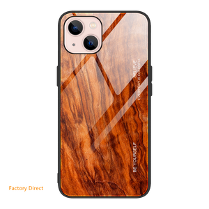 Wood grain design tempered glass phone case back cover for ASUS