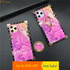 Colorful Laser Glitter Pink Marble Soft Silicone Square Cover for iPhones