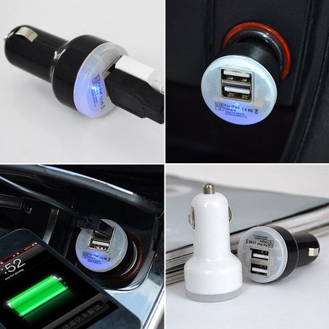 Image of 5V 1A Dual USB Port Car Charger with LED light