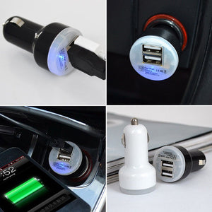 5V 1A Dual USB Port Car Charger with LED light
