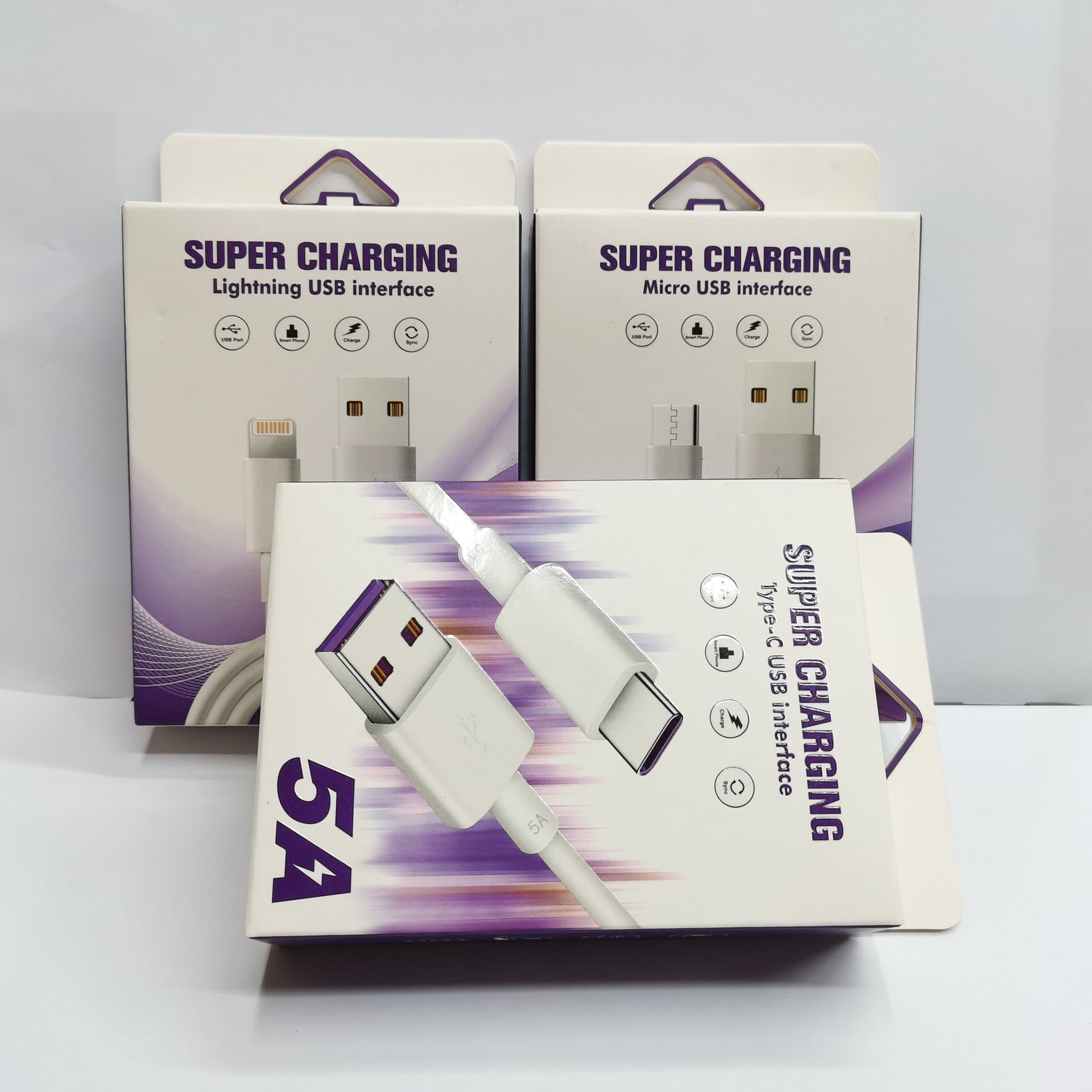 Upgraded white 5A Charging USB to C Cable Charger