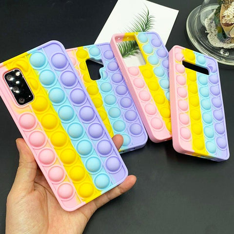 Image of Samsung phone galaxy s20 s21ultra plus push Pop Bubble Fidget Toys 3D Soft Case For note 20 J2 A 70 models with opp bag packaging