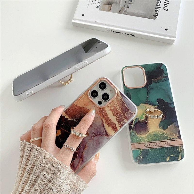 Leather iPhone 12 Mini Card Holder Finger Loop Case (Croc)