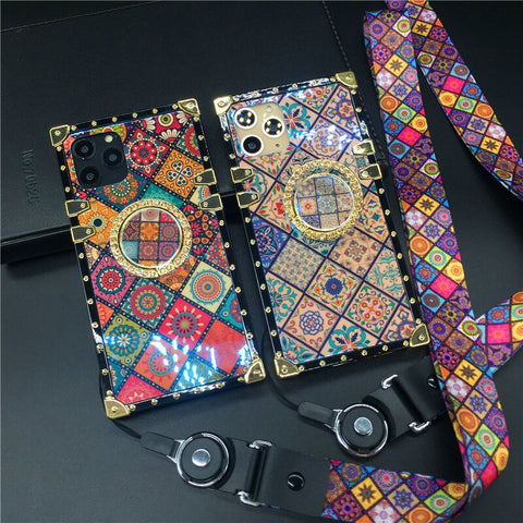 Image of Luxury Glitter Retro Flower Cover Case for iPhone models