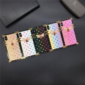 iPhone 12 PRO X XS Max Case For XR Love Heart Square Phone Cover Casing Luxury Brand Bling Bee for iphone 11 PRO MAX 7 Plus 8 6 6S