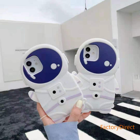 Image of Phone Case for iPhone 14 13 12 Mini 11 Pro max 3D Cute Cartoon Funny Astronaut design