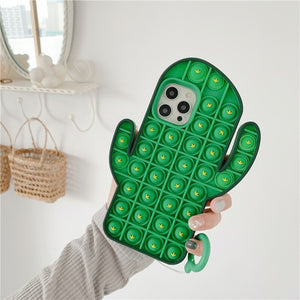 IPhone 11 12 Pro Max Mini Cactus Model Relive Stress Popit Push Bubble Phone Case Cover For X XS XR XSMAX 8 Plus Silicone Cover