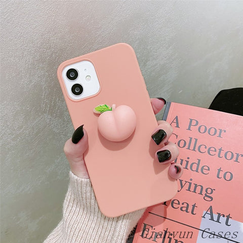 Image of iPhone 12 pro max iphone 11 pro max iphone 13 pro max case Pinch Music Decompress Peach Liquid Silicone Cheap Phone Case For iphone x xr xs max iphone 6 7 8plus