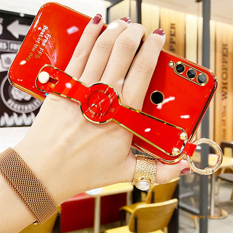 Image of Samsung S10 10plus S20 PLUS ultra S21 S30 Casing Luxury 6D Shockproof Silicone Phone Case with Wrist strap Samsung Note 9 10 20 PLUS Back Cover  long lanyard
