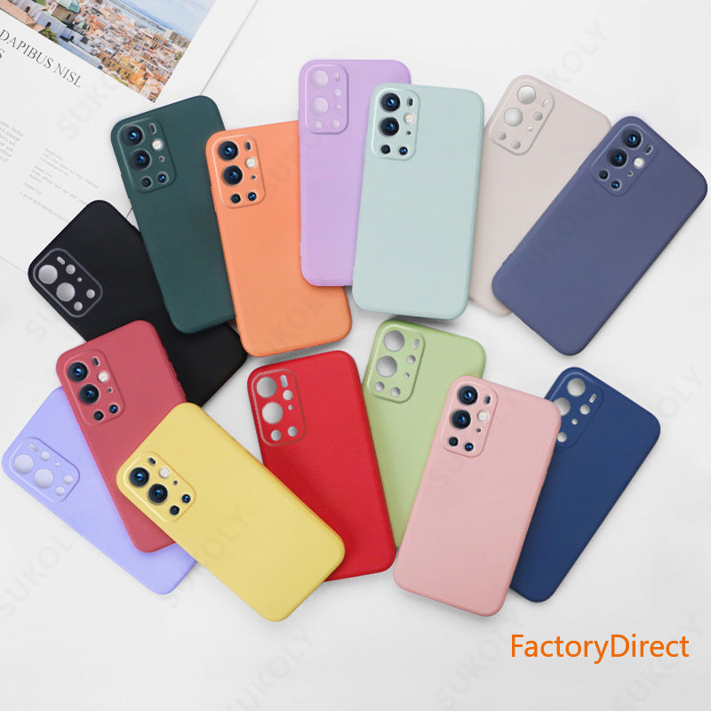 Liquid Silicone Soft Case For OnePlus 9R 9 Pro 8T 8 Pro Shockproof Square Candy Color Phone Case Camera Protective Cover