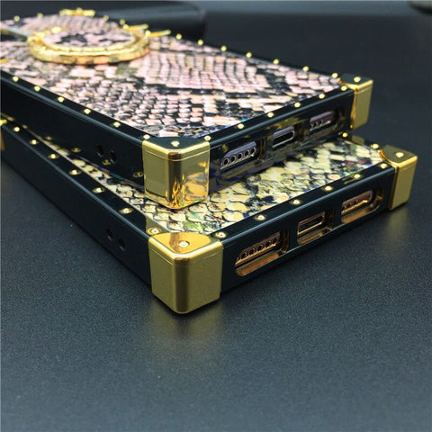 Image of iPhone 12 PRO XS Max X XR Strap Soft Square Case for iphone 11 PRO MAX Luxury Glitter Snake Skin Pattern Cover for 7 8 Plus 6S