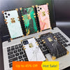 Fashion Colorful Glitter Marble Stone Square Gold Cover for iPhone